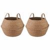 vidaXL Plant Pot with Handles 2 pcs Natural &Oslash; 32 x 32 cm 100% Seagrass