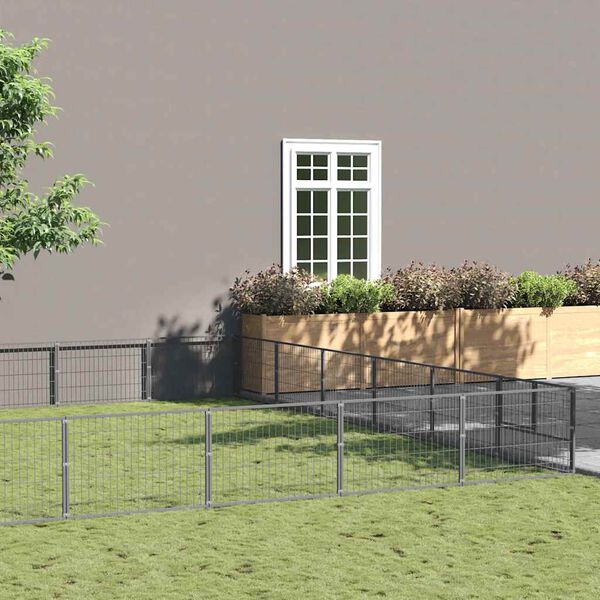 vidaXL Dog Kennel Silver 36 m&sup2; Steel