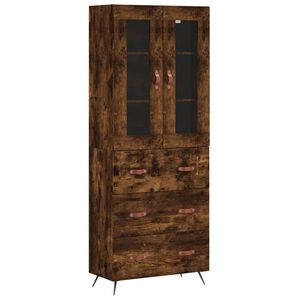 vidaXL Highboard Smoked Oak 69,5x34x180 cm Engineered Wood