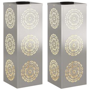 vidaXL Solar LED Pathway Light 2 pcs Silver Stainless Steel