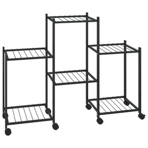vidaXL Flower Stand with Wheels 83x25x63.5 cm Black Iron
