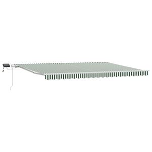 vidaXL Retractable Awning Green and White 500 x 300 cm