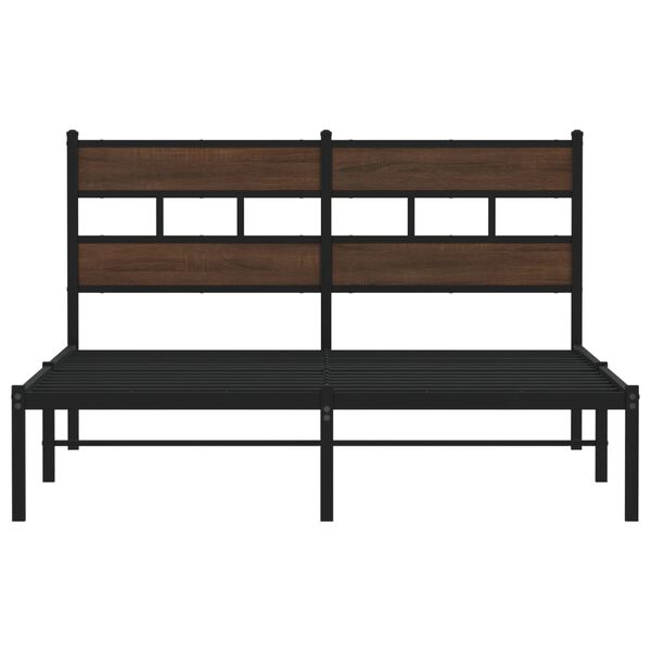 vidaXL Bed Frame without Mattress with Headboard Brown Oak 160x200 cm