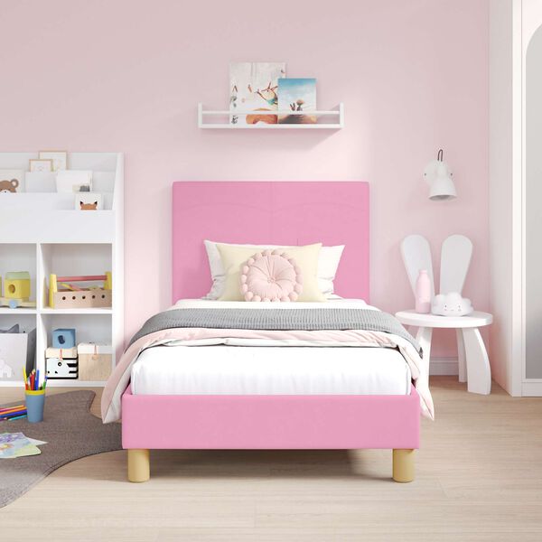vidaXL Children's Bed Frame with Headboard Pink 80 x 160 cm Fabric