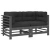 vidaXL Corner Sofas with Cushions 2 pcs Grey Solid Wood Pine