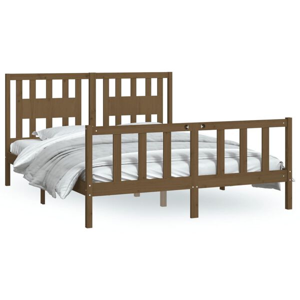 vidaXL Bed Frame without Mattress Brown Solid Wood Pine King Size