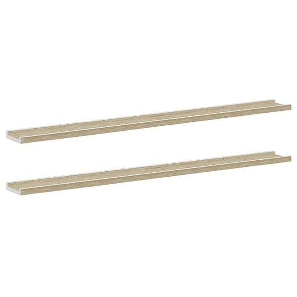 vidaXL Wall Shelves 2 pcs White and Sonoma Oak 115x9x3 cm