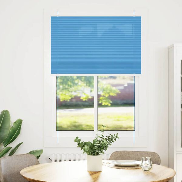 vidaXL Pleated Blind Blue 85x100 cm Fabric Width 84.4 cm Polyester