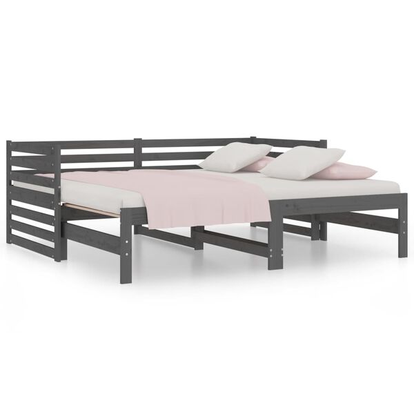 vidaXL Pull-out Day Bed without Mattress Grey 2x(80x200)cm
