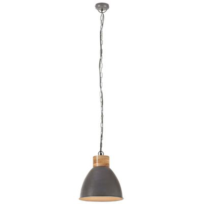 vidaXL Industrial Hanging Lamp Grey Iron & Solid Wood 46 cm E27