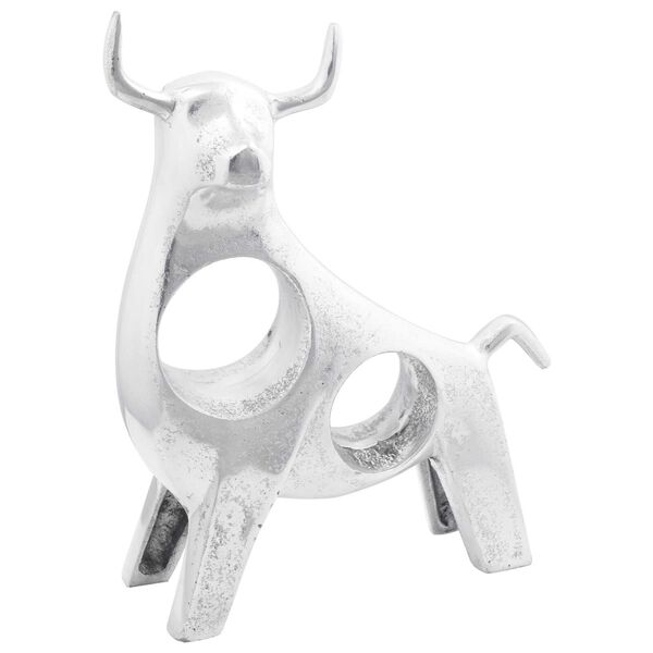 vidaXL Bull Sculpture Silver 22 x 9.5 x 34 cm Aluminium