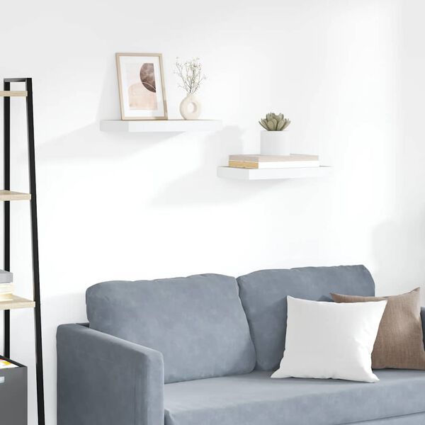 vidaXL Floating Wall Shelves 2 pcs Oak and White 50x23x3.8 cm MDF