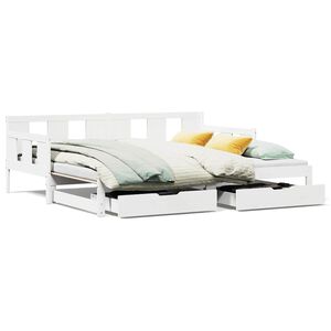 vidaXL Daybed with Trundle and Drawers without Mattress White 90x200 cm