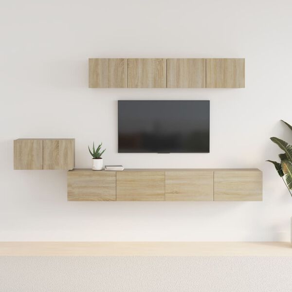 vidaXL 5 Piece TV Cabinet Set Sonoma Oak Engineered Wood
