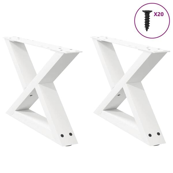 vidaXL Coffee Table Legs 2 pcs White 50x(30-31.3) cm Steel
