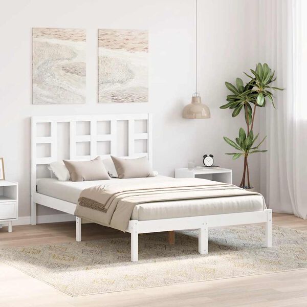 vidaXL Bed Frame without Mattress White 120x200 cm Solid Wood