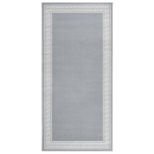 vidaXL Runner Rug BCF Grey with Motif 100x200 cm