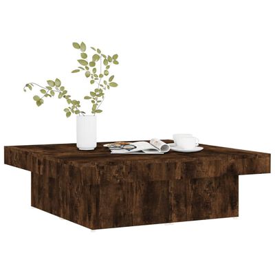 vidaXL Coffee Table Smoked Oak 90x90x28 cm Engineered Wood
