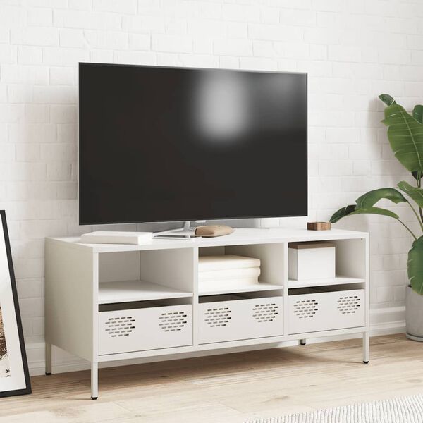 vidaXL TV Cabinet White 101.5x39x43.5 cm Cold-rolled Steel
