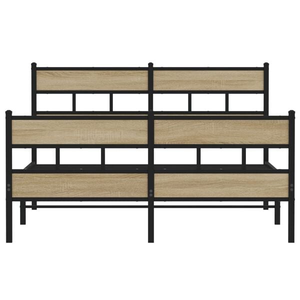 vidaXL Metal Bed Frame without Mattress Sonoma Oak 140x200 cm