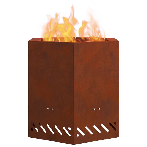 vidaXL Smokeless Fire Pit Brown 48 x 48 x 51 cm Weathering Steel
