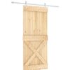 vidaXL Sliding Door Natural and White 90 x 210 cm Solid Pine Wood