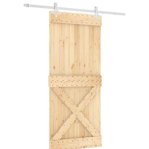 vidaXL Sliding Door Natural and White 90 x 210 cm Solid Pine Wood