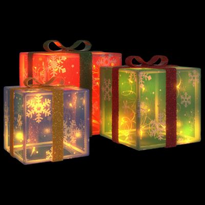vidaXL Lighted Christmas Boxes 3 pcs 64 LEDs Warm White