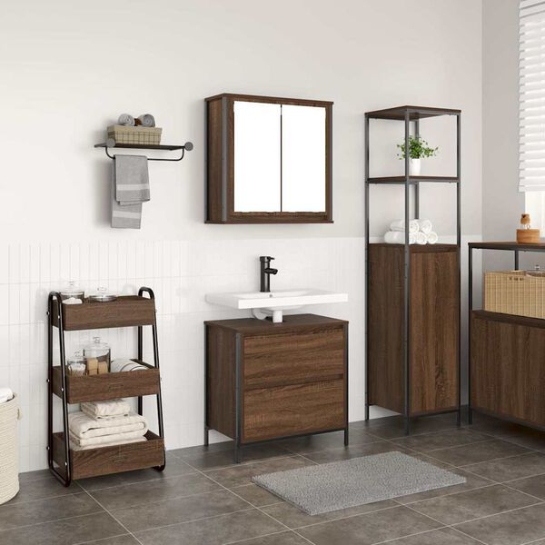 vidaXL 2 Piece Bathroom Furniture Set Brown Oak Engineered Wood
