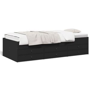 vidaXL Daybed with Drawers without Mattress Black 90x200 cm