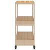 vidaXL Bar Cart 3-Tier Beige Poly Rattan and Solid Wood Acacia