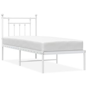 vidaXL Metal Bed Frame without Mattress with Headboard White 75x190cm