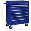 vidaXL Workshop Tool Trolley with 7 Drawers Blue