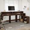 vidaXL Desk with LED Lights Brown Oak 200x104x91 cm Engineered Wood