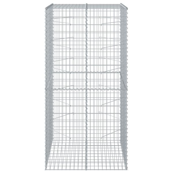 vidaXL Gabion Basket with Cover 100x100x200 cm Galvanised Iron
