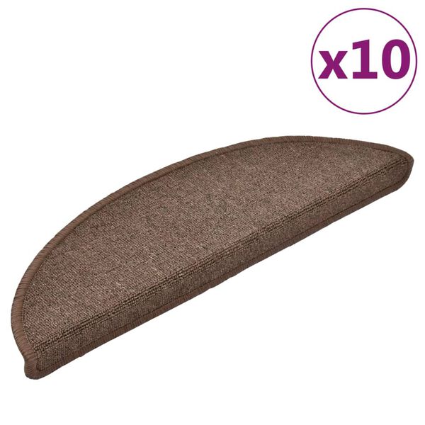 vidaXL Stair Mats 10 pcs 56x17x3 cm Coffee Brown Half Round