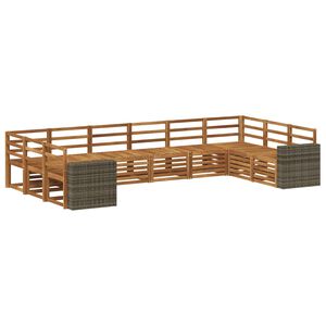 vidaXL Outdoor Sofa Set 10 pcs Natural Solid Acacia Wood