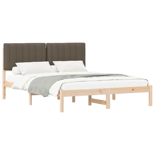 vidaXL Bed Frame with Upholstered Headboard Taupe 160 x 200 cm