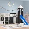 vidaXL Kids' Loft Bed with Tower without Mattress White&Black 90x200cm