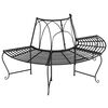 vidaXL Half Round Tree Bench 2 pcs Ø159 cm Black Steel