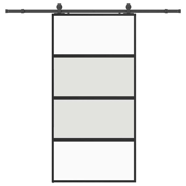 vidaXL Sliding Door with Hardware Set Black 102.5x205 cm Tempered Glass