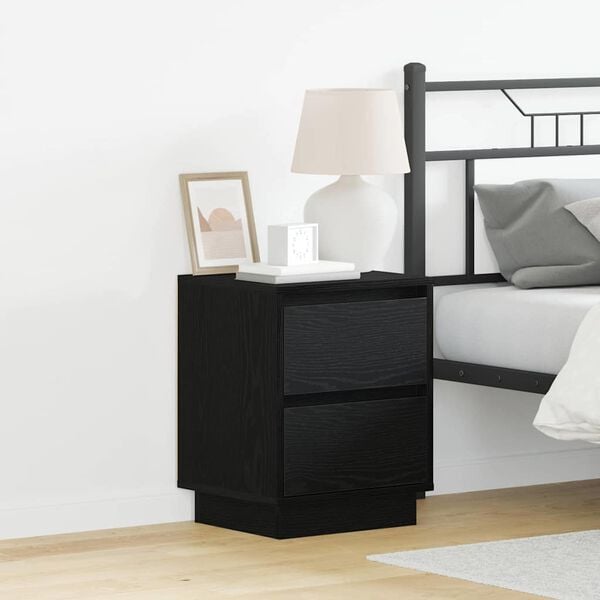 vidaXL Bedside Cabinet Black Oak 39 x 34.5 x 50 cm Engineered wood