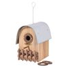 dobar Bird Nesting Box "Amber" with Zinc Rounded Roof Natural and Silver