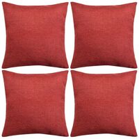 vidaXL Cushion Covers 4 pcs Linen-look Burgundy 80x80 cm