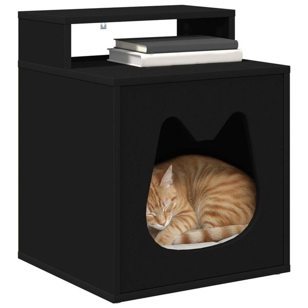 vidaXL Cat House Black 42.5 x 40 x 53.5 cm Engineered Wood