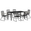 vidaXL Garden Dining Set 7 pcs Black PVC rattan