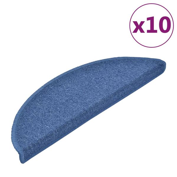 vidaXL Stair Mats 10 pcs 56x17x3 cm Blue Half Round
