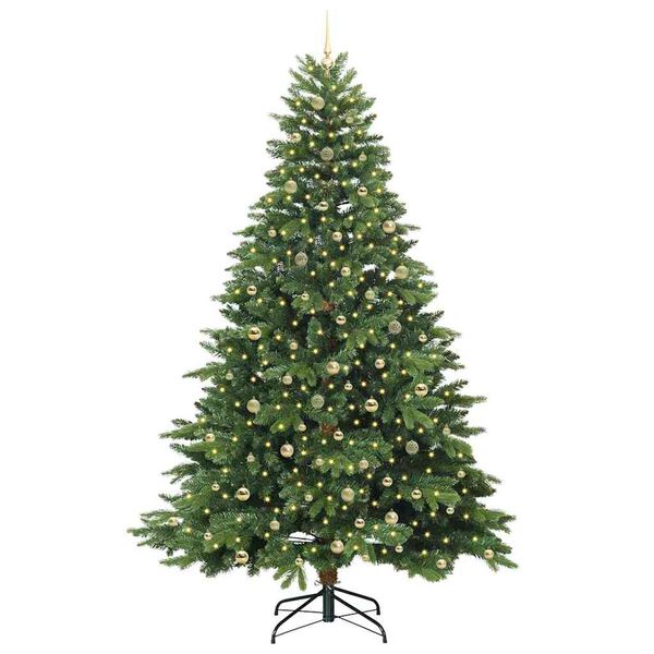 vidaXL Artificial Christmas Tree with 300 LEDs Green 240 cm PE and PVC