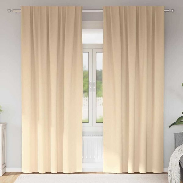 vidaXL Blackout Curtains with Rings 2 pcs Cream 225 x 140 cm Polyester