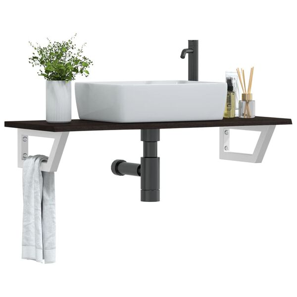 vidaXL Basin Shelf Wall Mounted Steel and Solid Wood Oak